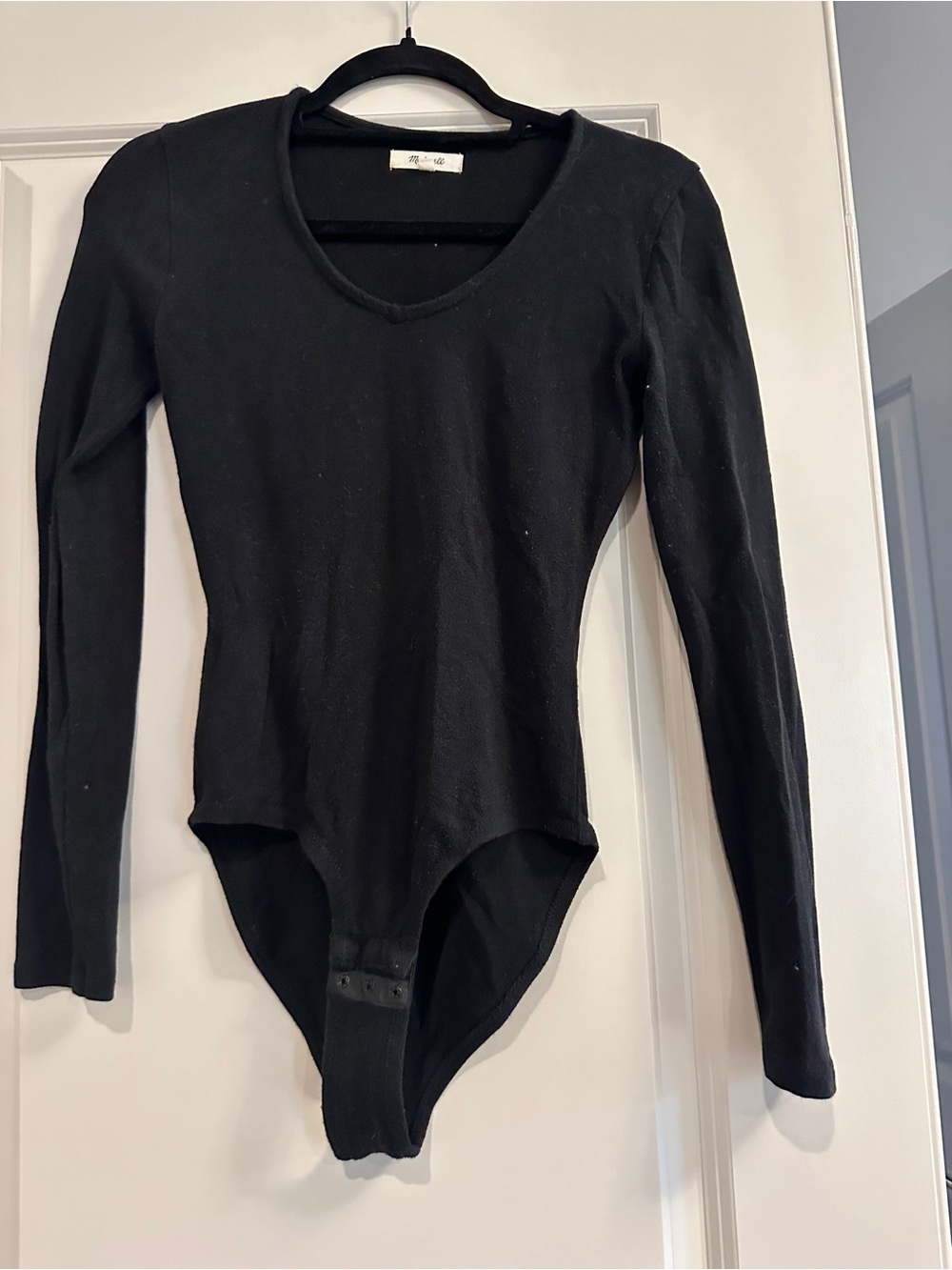Madewell wine s Black Long-Sleeve Bodysuit Sweater